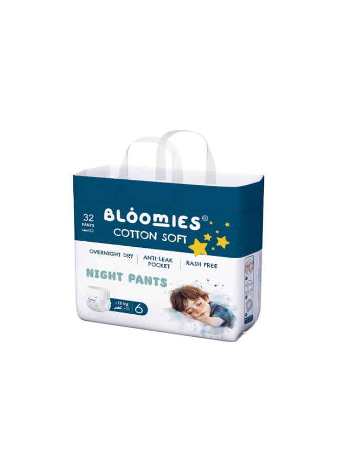 Bloomies Night Pants Size 6 - 32 pcs Cotton Soft - Image 1